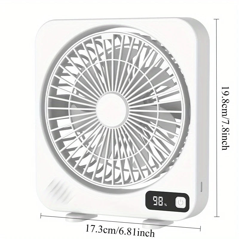 Rechargeable Mini Desktop Fan 1200mAh 5 Gears Portable Cooling Fan Powerful Wind Quiet Operation 360 ° Rotation USB Charging