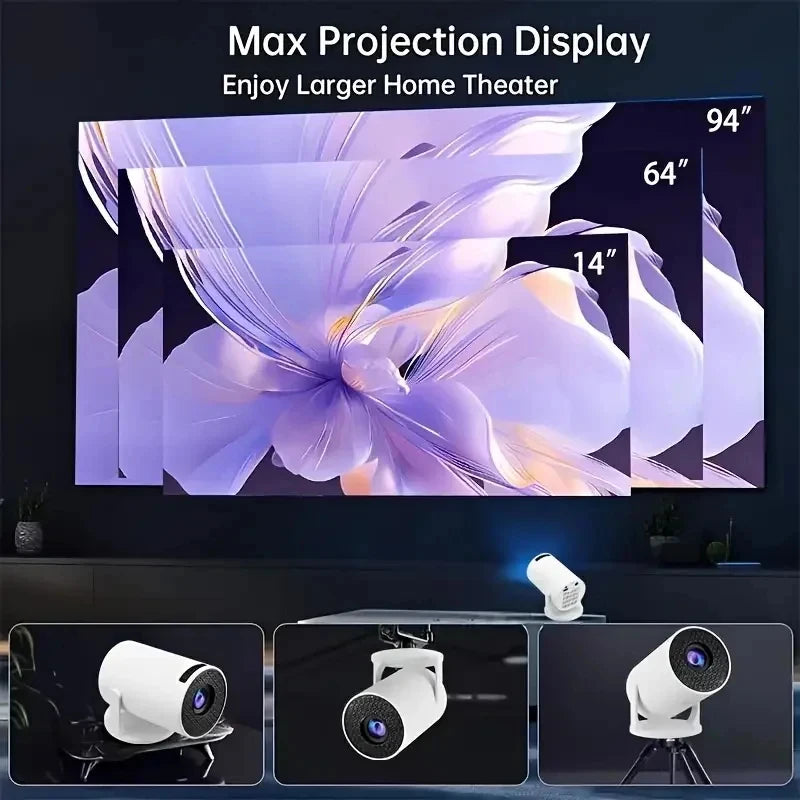 Mini M5 projector, supports 480P 50ANSI, Wireless Screen Mirroring,USB Plug,adjustable 180° projection angle,Glow Party Supplies
