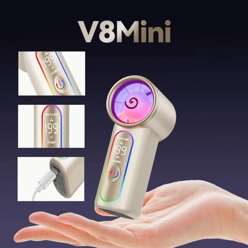Lightweight Mini Handheld Fan Mini Size USB Rechargeable Portable Fan Powerful Turbo Airflow Compact Design USB Rechargeable Fan