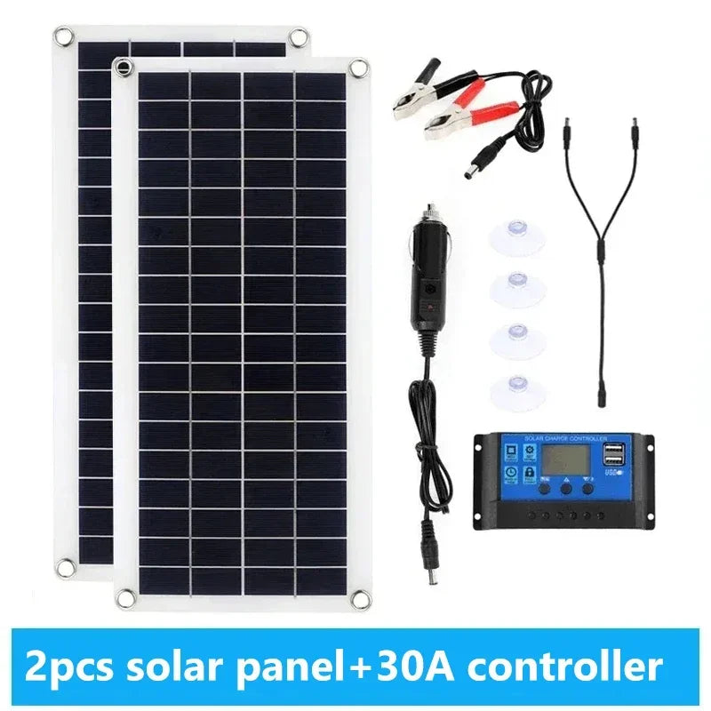 300W Flexible Solar Panel 12V Battery Charger Dual USB With 10A-60A Controller Solar Cells Power Bank for Phone Car Yacht RV