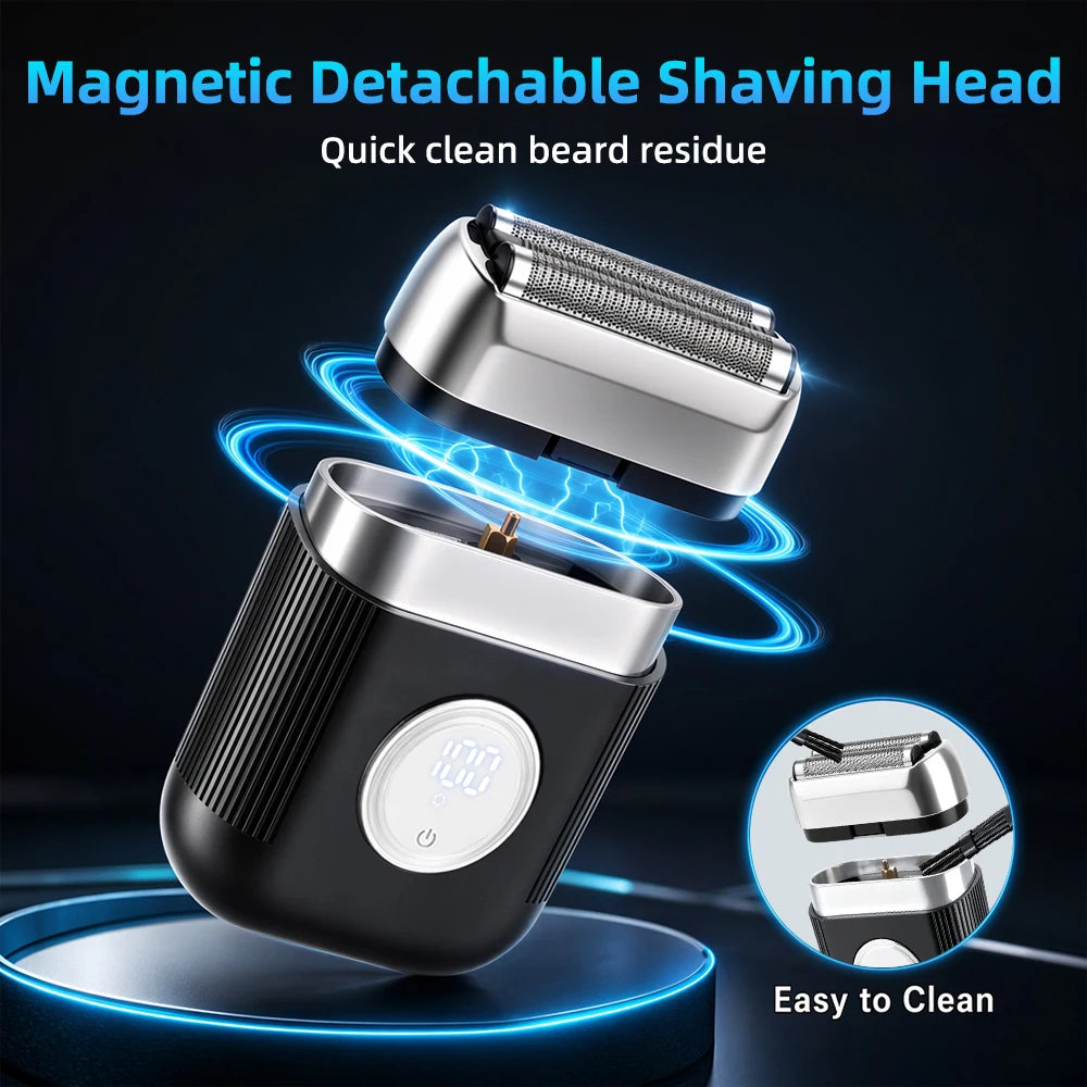 Electric Shaver for Men Dual-Head Blade Electric Razor Rechargeable Facial Beard Trimmer Portable Mini Electric Shaver for Men