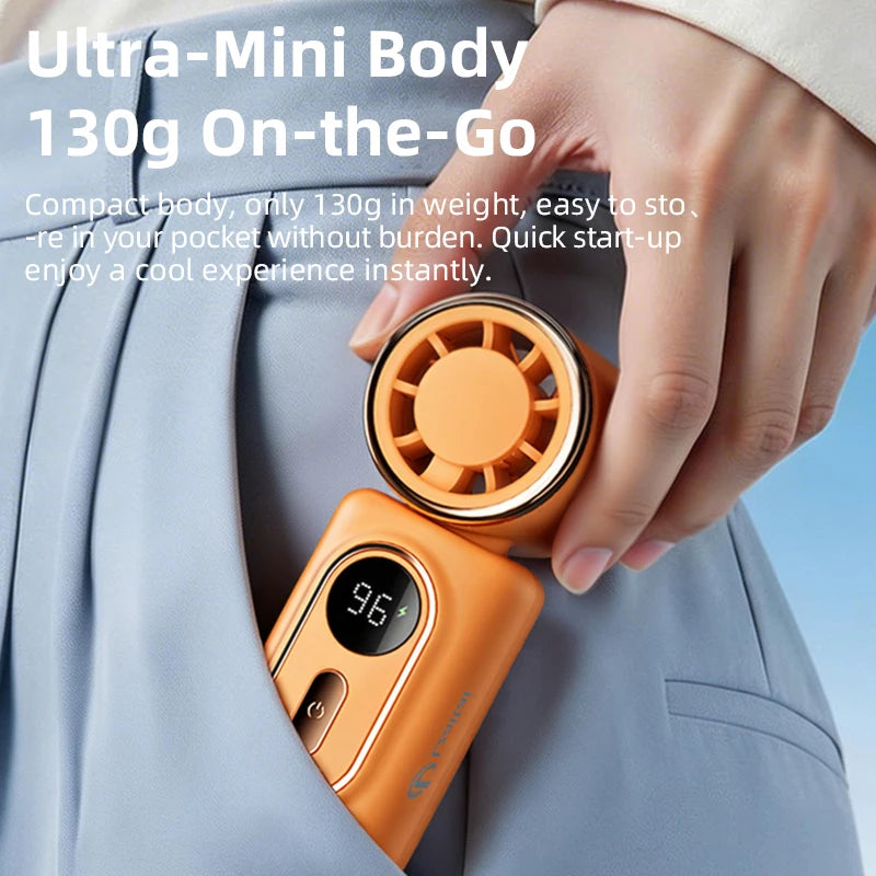 Mini Fan Handheld Small Fan 3000mAh 5 Speeds Cooling Turbo 180° Adjustable Clip LED Display Type-C Rechargeable Portable Fans