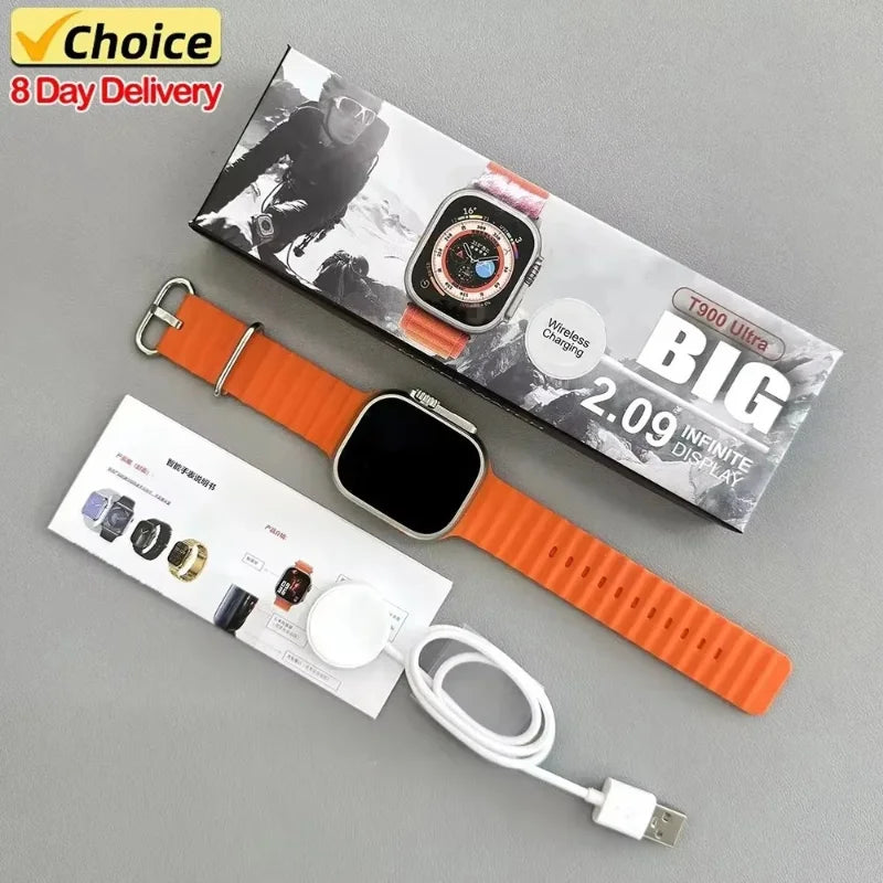 T900 Ultra Smart Watch 2.09" HD Screen 49mm Wireless Charging Bluetooth Call Fitness Smartwatch for Men Women Android IOS ﻿