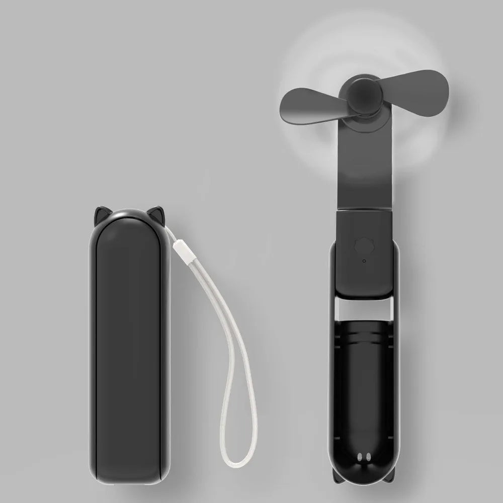 USB Rechargeable Portable Mini Handheld Fan 3 Speed Adjustable Small Pocket Fan Cute 2000mAh Strong Wind Electric Fan Travel