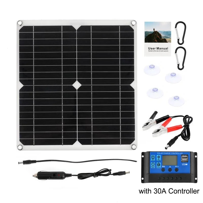 200W Solar Panel Kit With 60A Controller DC 18V Portable Solars Power Charger for Bank Battery Camping Car Boat RV Sola Plate