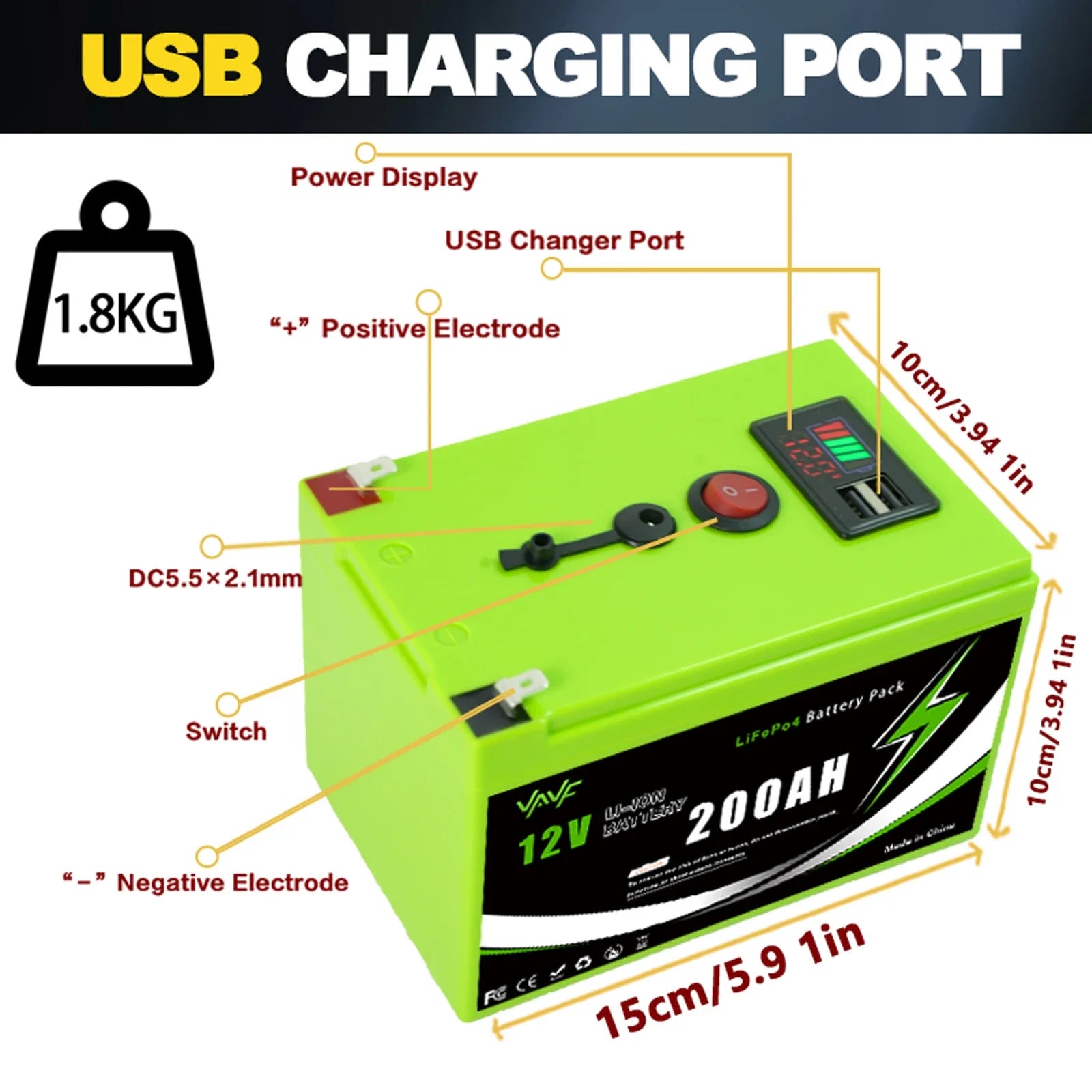 12V 200AH ️Solar Battery☃️ Lithium Deep Cycle Battery🌊Integrated BMS-Perfect for Solar Systems, Campers, Boats&Cabin Power