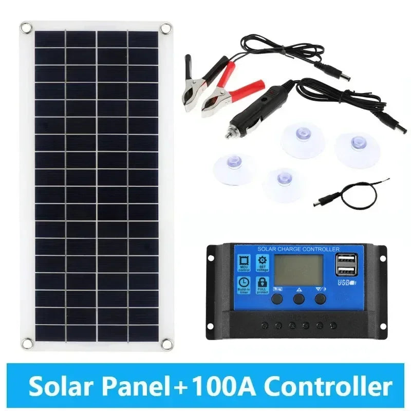 300W Flexible Solar Panel 12V Battery Charger Dual USB With 10A-60A Controller Solar Cells Power Bank for Phone Car Yacht RV