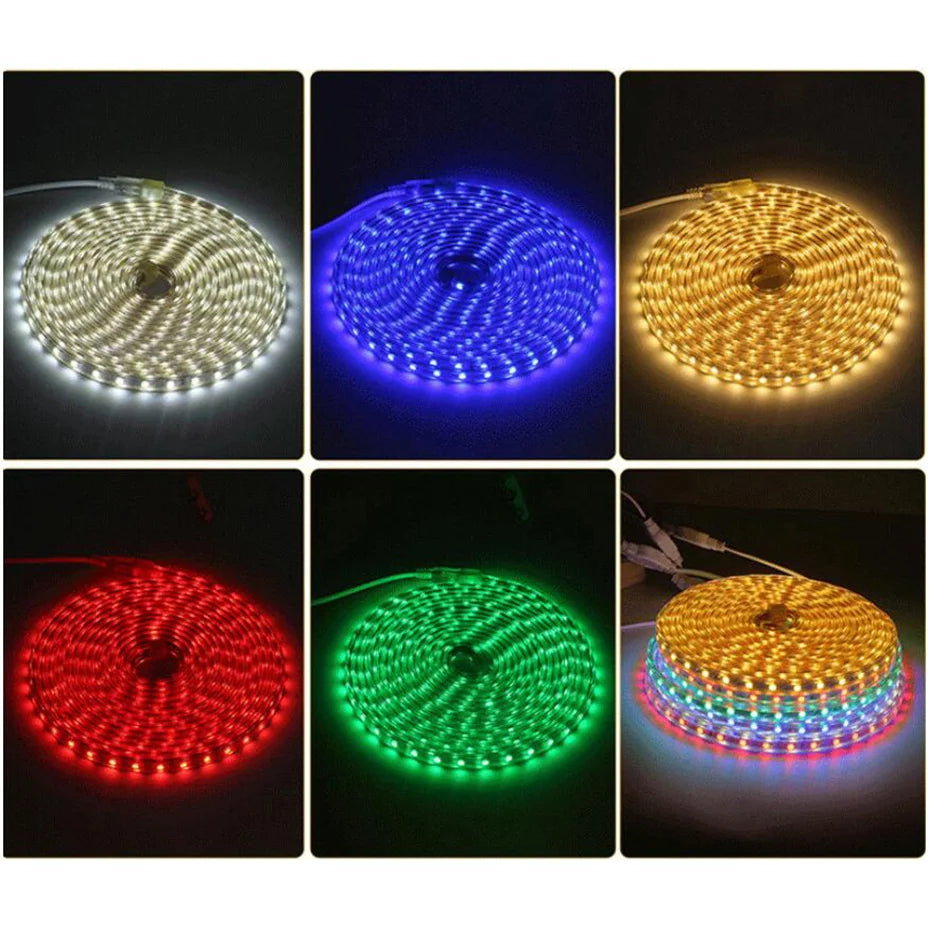 RGB LED Strip Lights 220V 5050SMD EU IP67 Warm White Red Flexible Silicone Tape 10M 25M for Indoor Outdoor Lighting Decoration