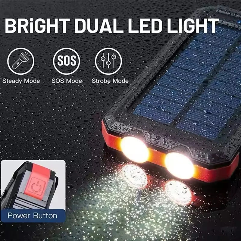 Solar Power Bank 50000mAh Portable Charging Poverbank External Battery Charger Strong Light LDE Light for All Smartphones
