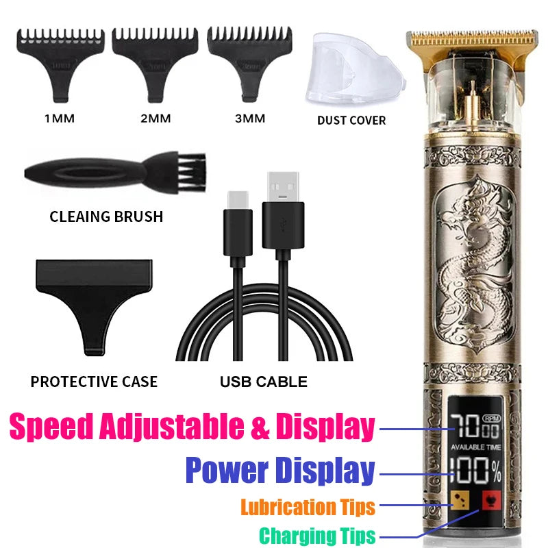 Professional Electric T9 Hair Clipper USB Cordless Beard Trimmer Haircut Grooming Kit Hair Cutting Machine for Stylists