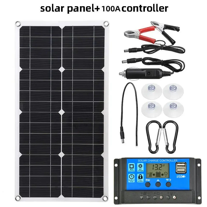 1000W  Portable Solar Panel Power Bank 12V Solar Panel Kit Controller Solar Plate For Home/Camping/RV/Car Fast Battery Charger