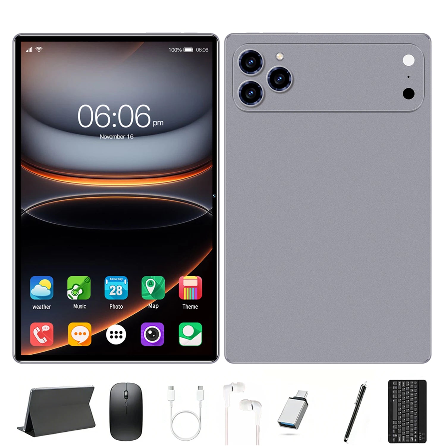 Android 15 tablet, 10.1-inch tablet, 8GB + 256GB, expandable, 2-in-1 tablet with keyboard, protective case, stylus, octa-core