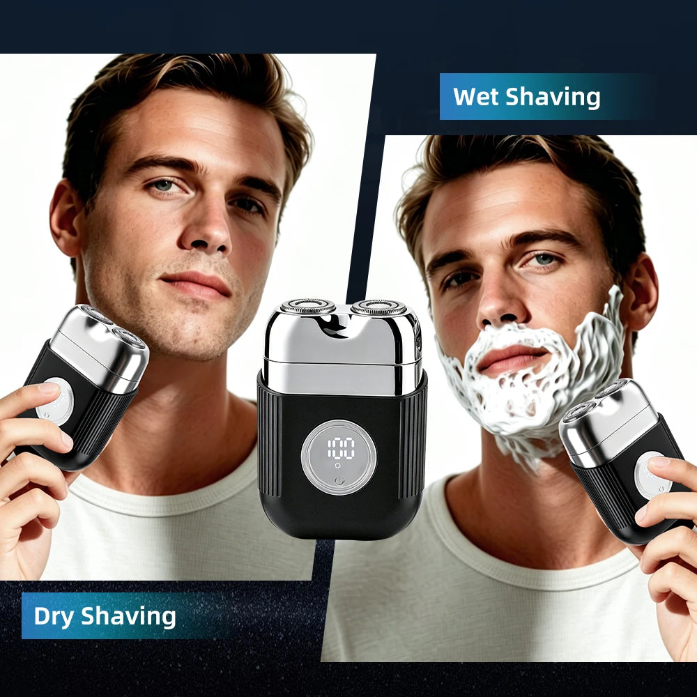 Electric Shaver for Men Dual-Head Blade Electric Razor Rechargeable Facial Beard Trimmer Portable Mini Electric Shaver for Men