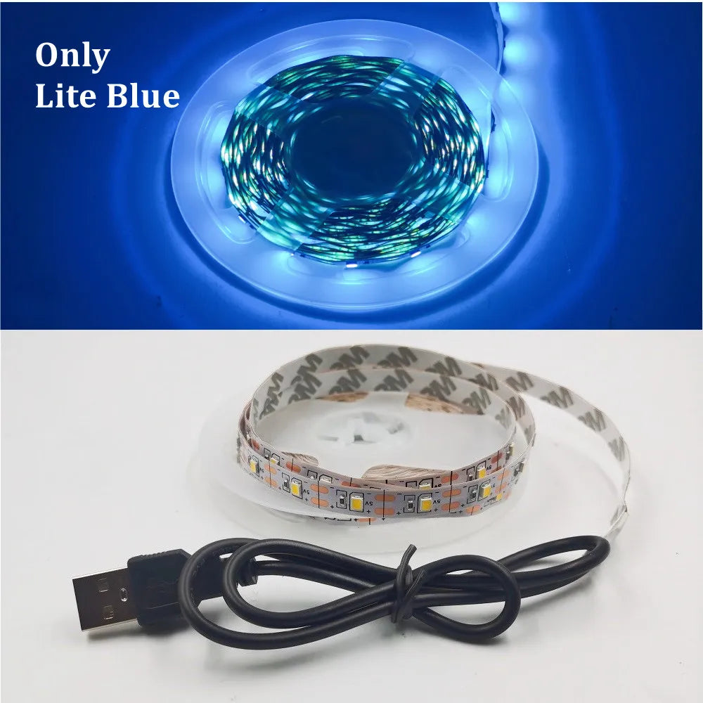 LED Strip Light RGB 2835 Flexible Lamp Tape Diode USB Cable 3 Key Control DC5V 1M 2M 3M 4M 5M Desk Screen TV Background Lighting