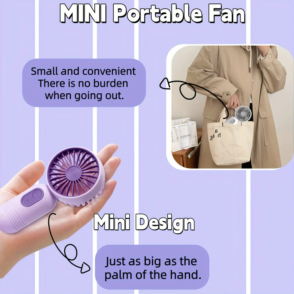 2025 USB Mini Rechargeable Portable Fan with 3 Speed, Handheld Fan for Gift Choice, Perfect For Office, Outdoor, Travel, Camping