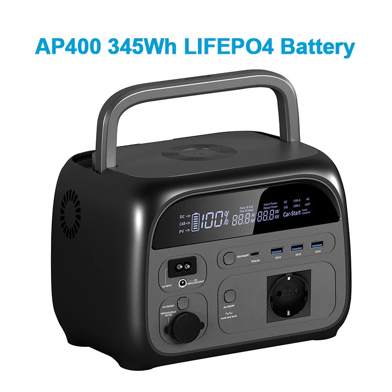 500W 200W Power Station With 100W Solar Panel 18V USB TYPE-C Portable Power Bank 345.6Wh 192Wh Lifepo4 Battery Charging Station