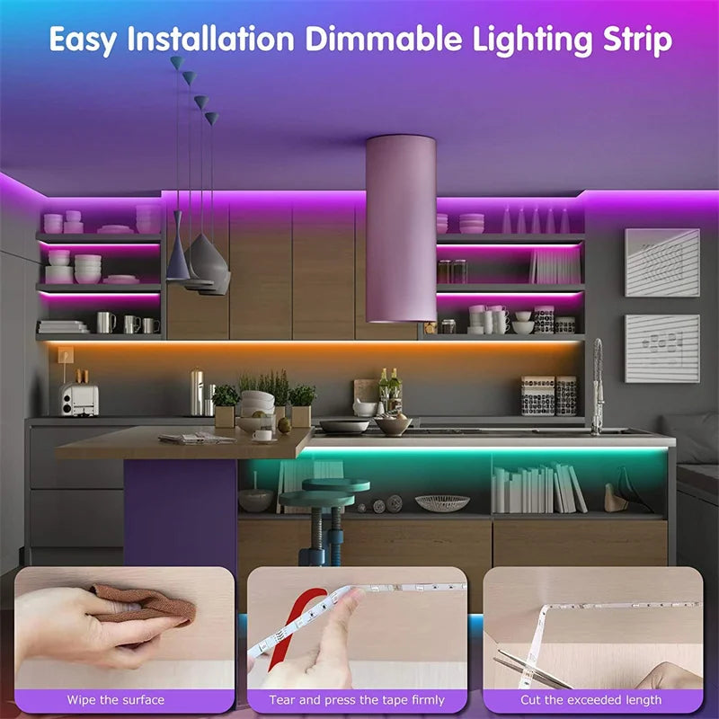 RGB 5050 Strip Light with24 Key Controller, 1m~40m Led Strip Lights for Bedroom, Kitchen, TV, Holidays (Halloween, Birthday)