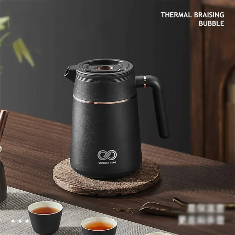 COOKER KinG 1L Thermos Tea Pot Ceramic Coating Kettle Tea Water Separation Insulated Pot Large Capacity Home Office Tea Maker