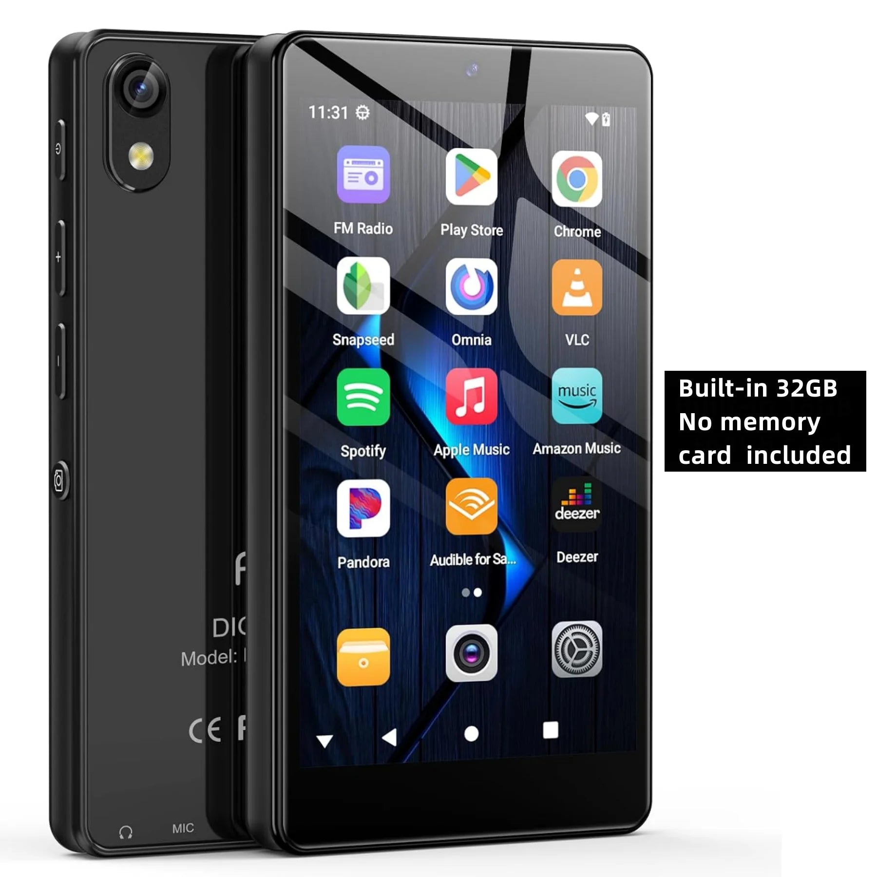 Android 13 32GB/96GB MP3 player with Bluetooth 5.0 and WiFi, Spotify, camera and speakers