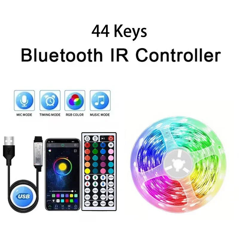 USB LED Strip Lights RGB 5050 1-40m Color Changing Bluetooth App Control Led lamp Diode Tape Ribbon For Room Decor TV BackLight