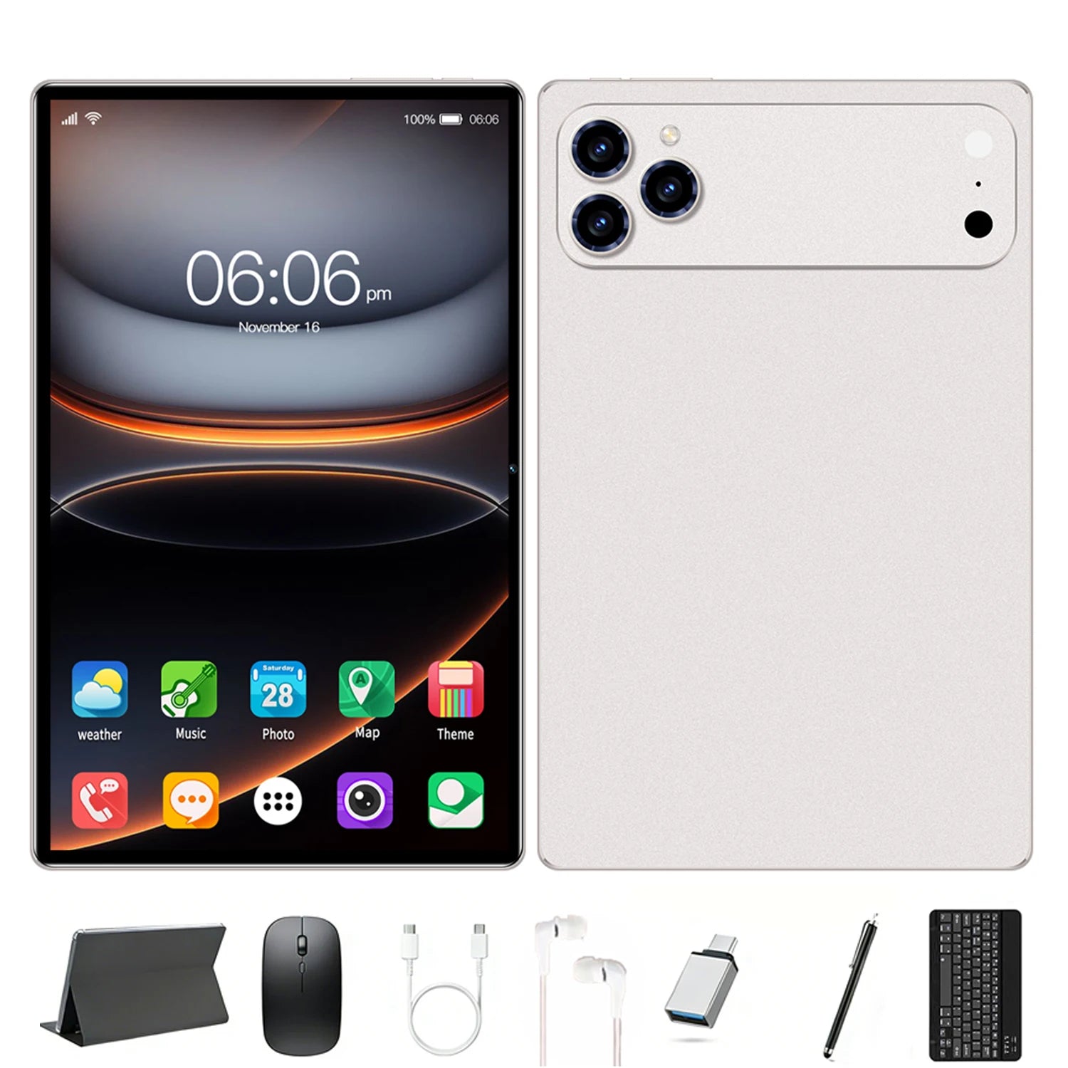 Android 15 tablet, 10.1-inch tablet, 8GB + 256GB, expandable, 2-in-1 tablet with keyboard, protective case, stylus, octa-core