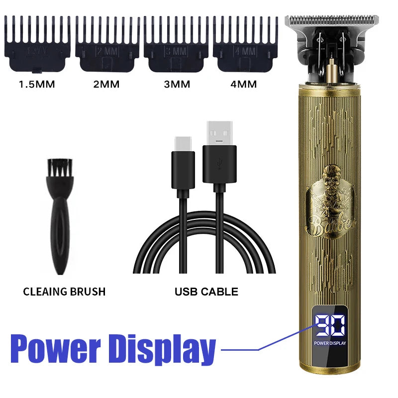 T9 Vintage USB Hair Clipper Professional Trimmer Cordless Haircut Machine Shaver Rechargeable Hair Trimmer Adjustable Barber