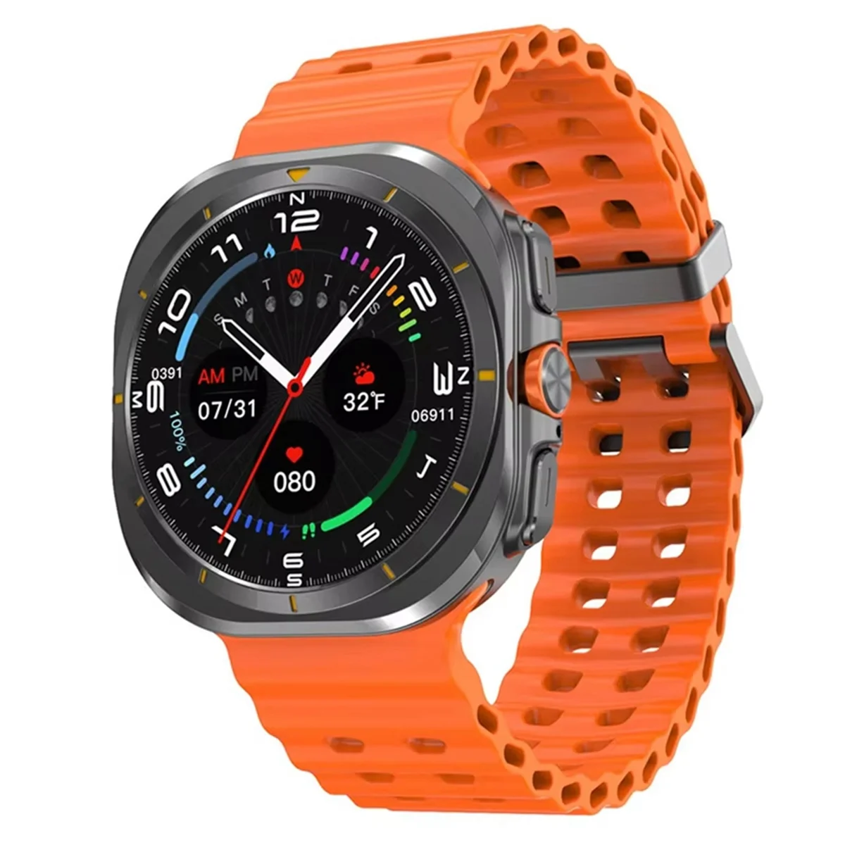 BABQ! DT Watch Ultra 47mm Smart Watch Bluetooth Call Compass 3D Menu Wireless Charging Series 7 Smartwatch Orange