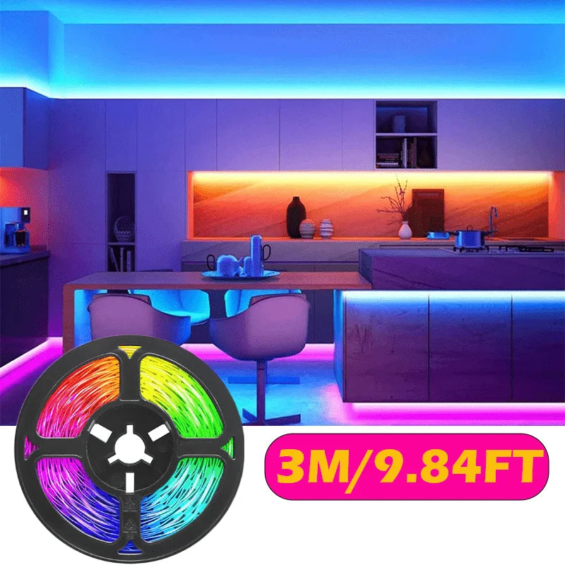 RGB Color Changing LED Strip Lights 12LEDs/M with Remote Control for Bedroom Kitchen Home Decor