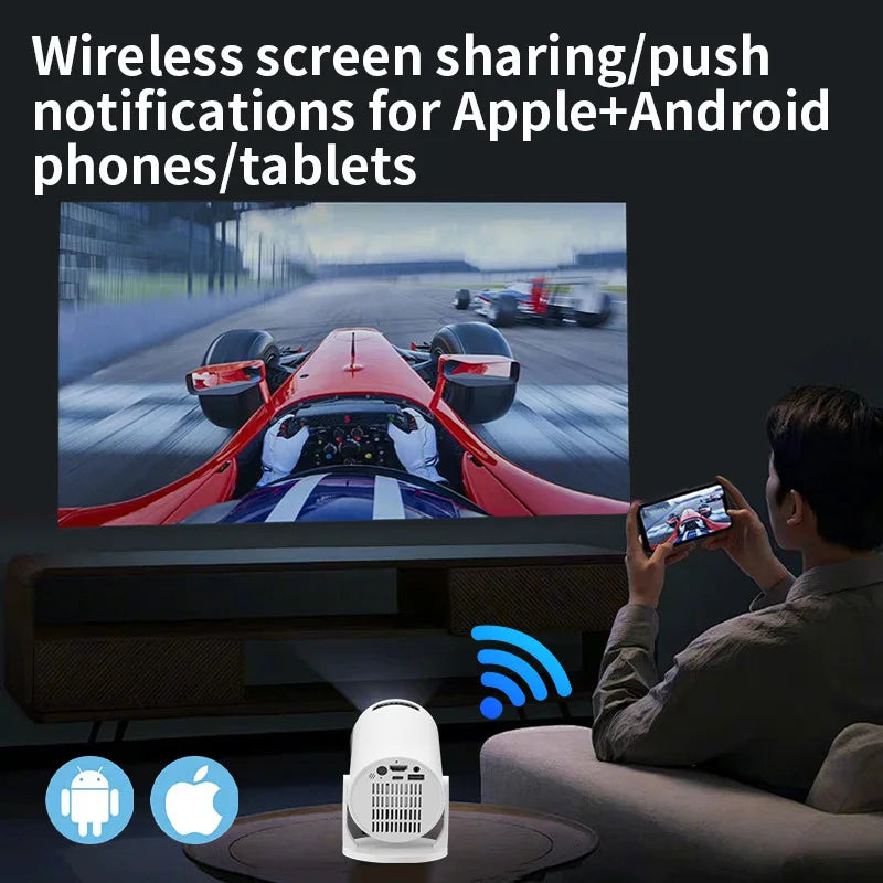 New 2026 Hot Sale HY200 Portable Projector 4K Ultra HD 300ANSI Android 11 BT54 Electronic Focus Built in Speaker Home Theater