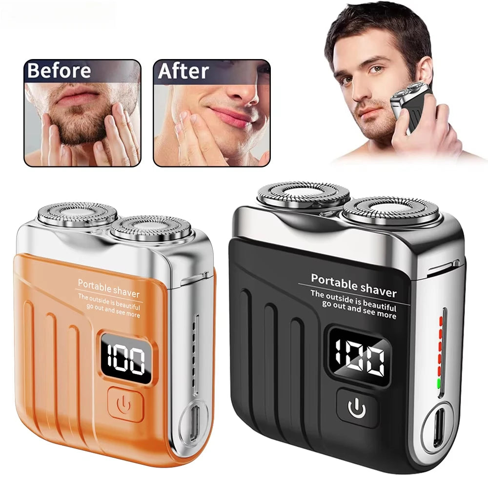 Electric Shaver Men Wet Dry Use Dual Blades Razor USB Rechargeable Mini Portable Face Beard Trimmer for Home Travel