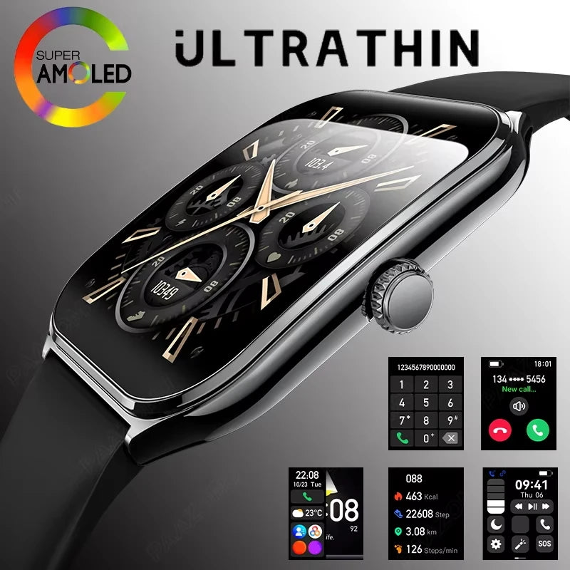 2026New Ultra Thin Smart Watch men 1.96" AMOLED 360*360 HD Pixel Display Always Show Time Call Reminder Smartwatch Ladies