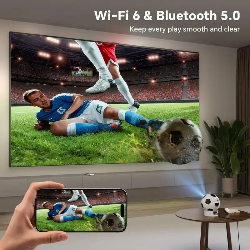 Portable 1080P Mini Projector with Android 13, Bluetooth, Auto Keystone, Ideal for Home and Outdoor Use, Compatible with HDMI an