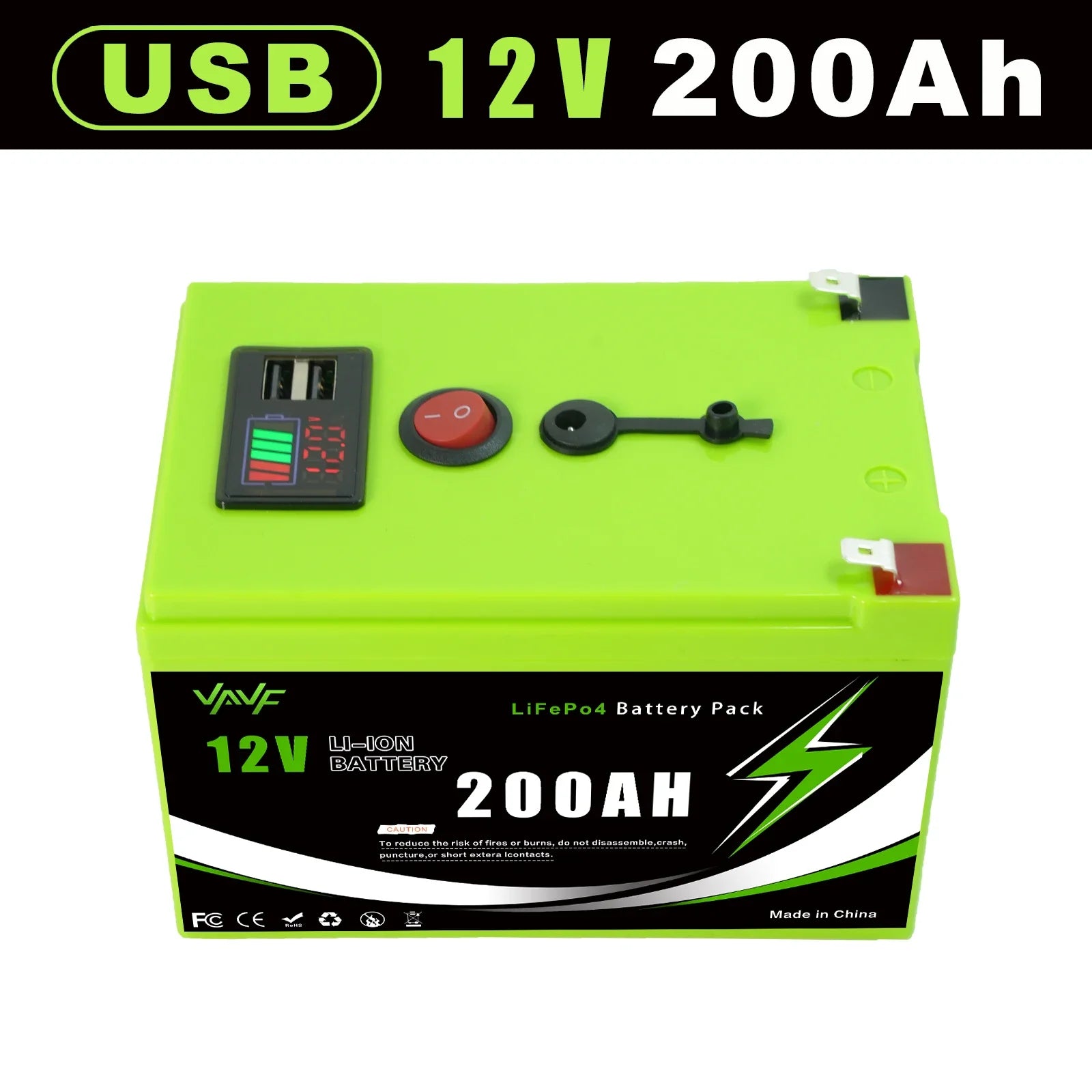 12V 200AH ️Solar Battery☃️ Lithium Deep Cycle Battery🌊Integrated BMS-Perfect for Solar Systems, Campers, Boats&Cabin Power