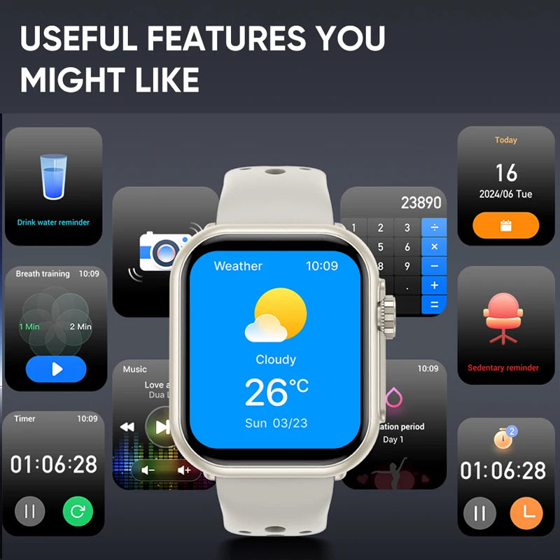 Watch Ultra 2 SE Men Women Smart Bracelet 1000mAh Battery GPS AMOLED Display Bluetooth Call Sport Waterproof Smart Watch For IOS