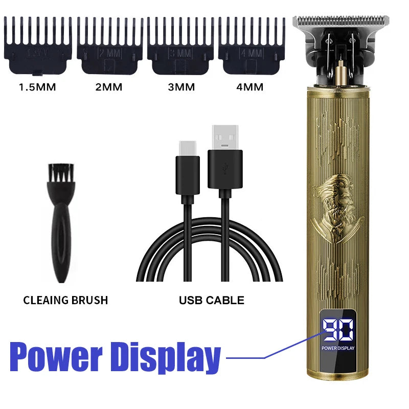 T9 Vintage USB Hair Clipper Professional Trimmer Cordless Haircut Machine Shaver Rechargeable Hair Trimmer Adjustable Barber