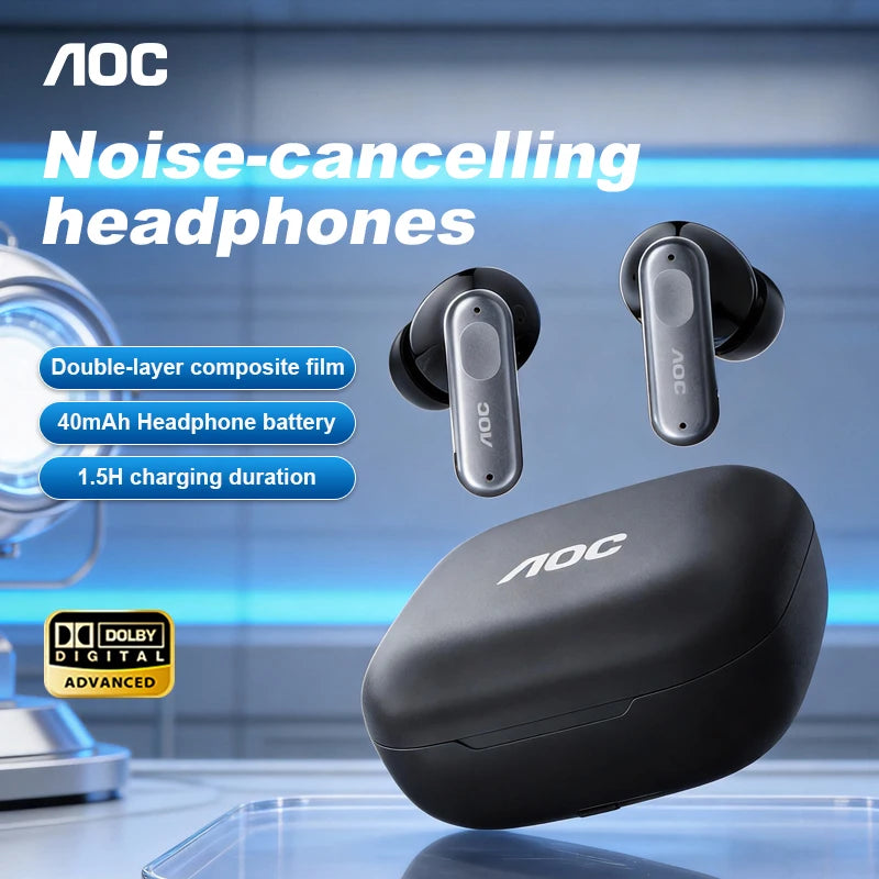 Wireless Bluetooth 6.0 Earbuds with ANC Noise Cancellation, Voice Assistant, Type-C Charging, 13mm Drivers, Music & Game Mode,