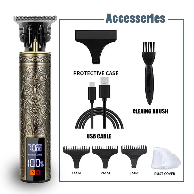 Professional Electric T9 Hair Clipper USB Cordless Beard Trimmer Haircut Grooming Kit Hair Cutting Machine for Stylists