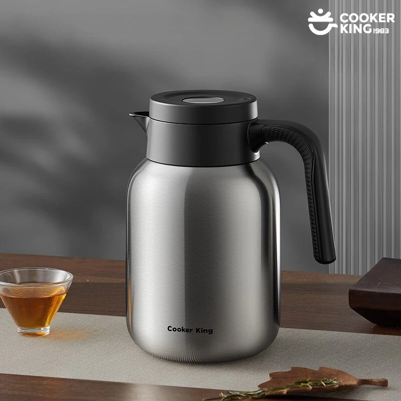 COOKER KING 1.5/2L Original Color Thermos Pot 316/304 Stainless Steel+PP Large Capacity Coffee Pot Thermos Office&camping Use