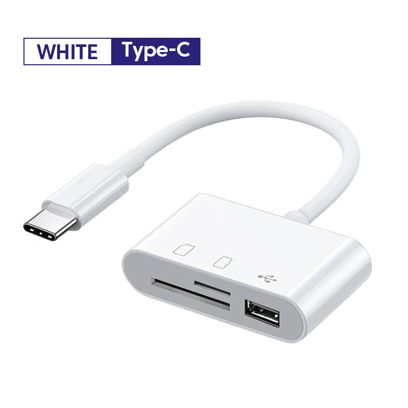 OTG Adapter Type C Plug TF/SD Card Reader For Xiaomi Oneplus iPhone OPPO POCO Cell phone Accessories 3 in 1 USB C to A Connector