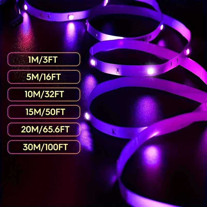 RGB Led Strip Lights 40m 30m 20m 10m 5m Music Sync Led Room Light with APP Control Flexible Ribbon for Room Bedroom Decoration
