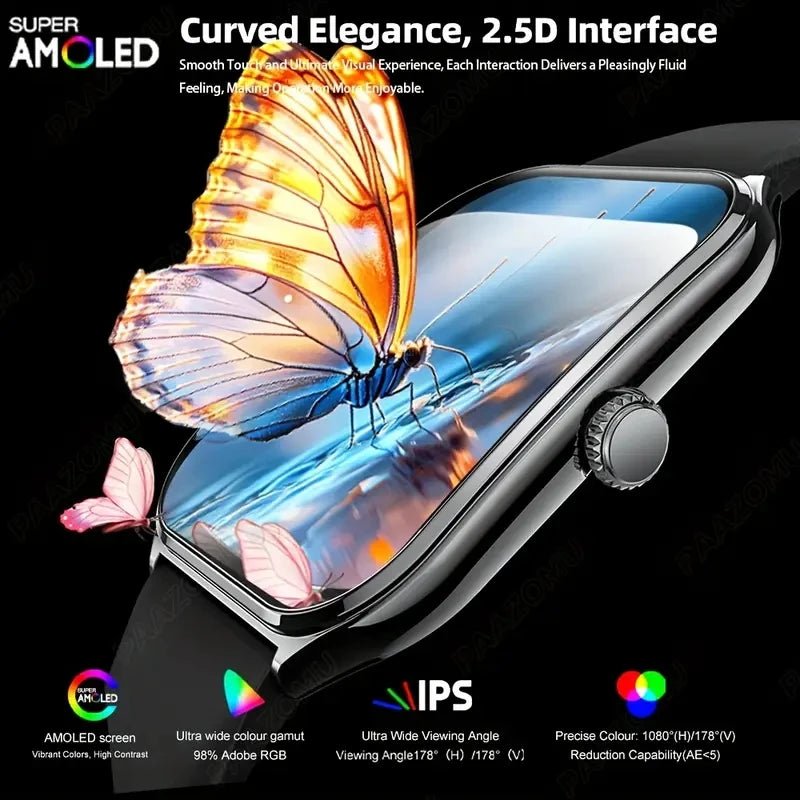 2026New Ultra Thin Smart Watch men 1.96" AMOLED 360*360 HD Pixel Display Always Show Time Call Reminder Smartwatch Ladies