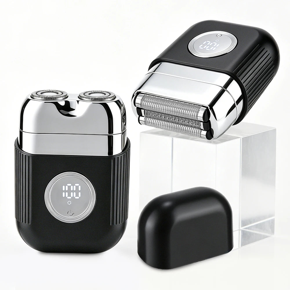 Electric Shaver for Men Dual-Head Blade Electric Razor Rechargeable Facial Beard Trimmer Portable Mini Electric Shaver for Men