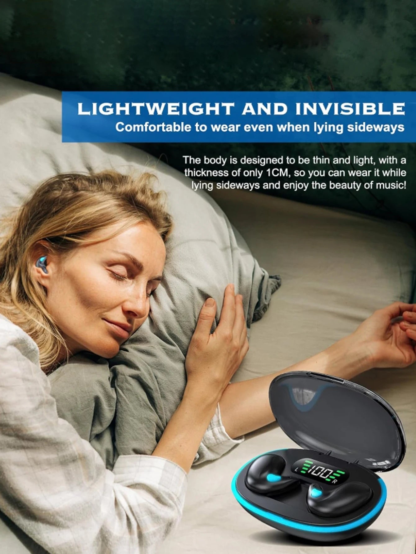 Sleep earphones, can be worn with side sleeping Bluetooth earbuds, high-definition call noise reduction, high fidelity stereo so