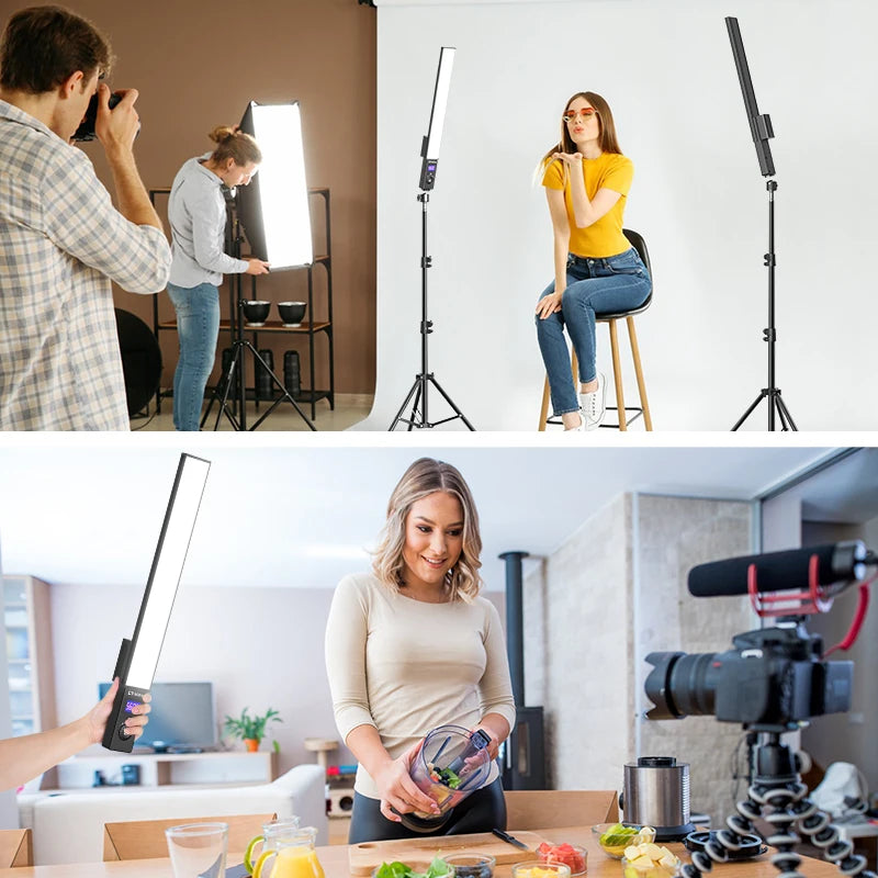 LED Video Lights Long Strip RGB 28 Colors 2500-6500k Photography Hand Held Tube Light With Carrying Bag Remote Control For Photo