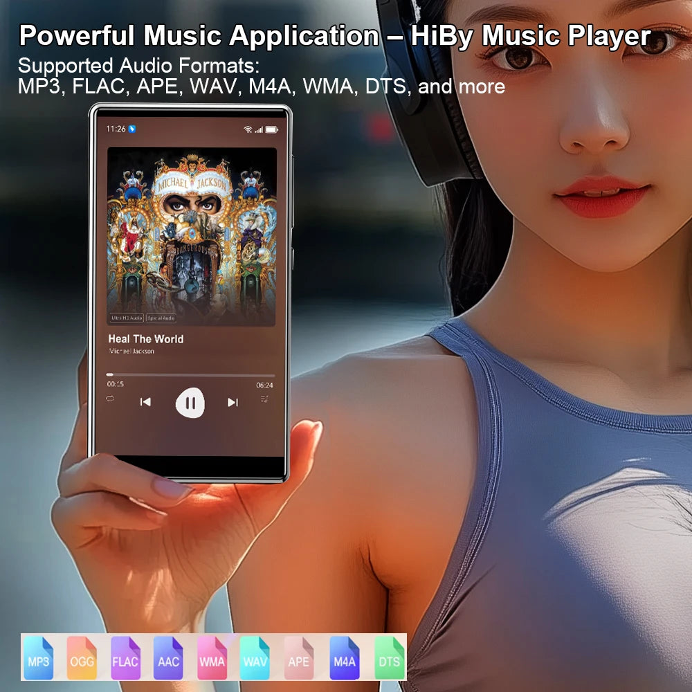 Android 13 MP3 Player 4.7 Inch Screen 6GB+64GB Octa-Core 1TB Expandable Bluetooth 5.0 Loudspeaker HIFI sound Play Store Spotify