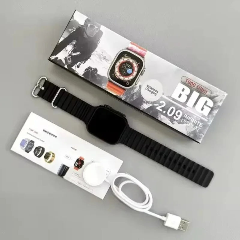 T900 Ultra Smart Watch 2.09" HD Screen 49mm Wireless Charging Bluetooth Call Fitness Smartwatch for Men Women Android IOS ﻿