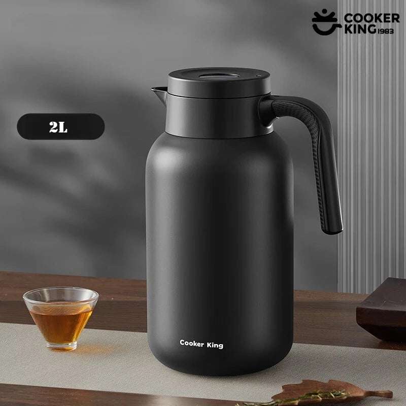 COOKER KING 1.5/2L Original Color Thermos Pot 316/304 Stainless Steel+PP Large Capacity Coffee Pot Thermos Office&camping Use