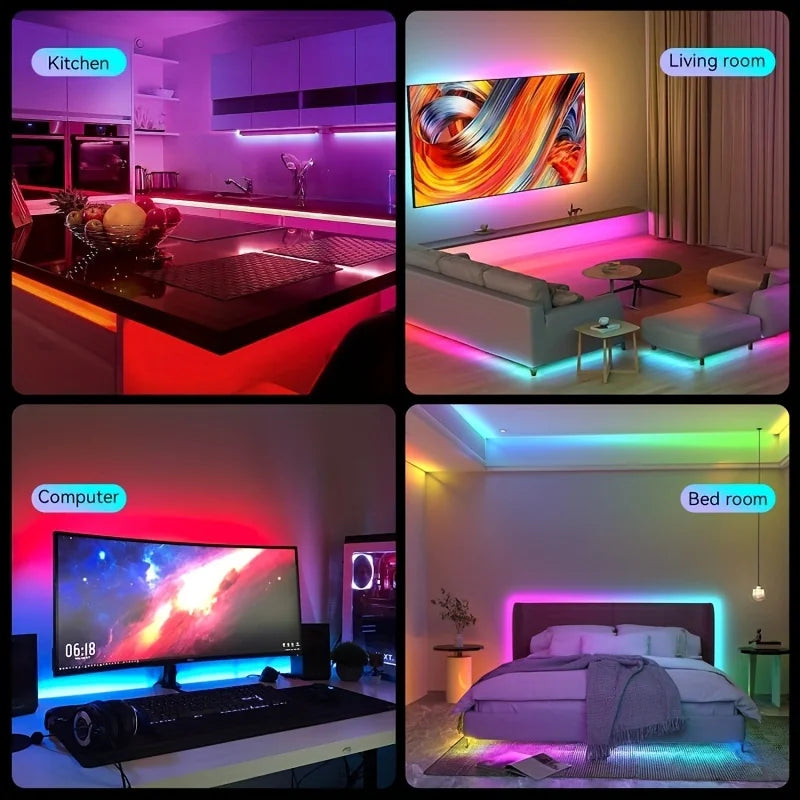 RGB LED Strip Lights 1-20M Led Strip Lighting with Remote Control USB Flexible Ribbon Luces Led for Room Decoration TV Backlight