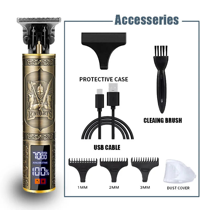Professional Electric T9 Hair Clipper USB Cordless Beard Trimmer Haircut Grooming Kit Hair Cutting Machine for Stylists