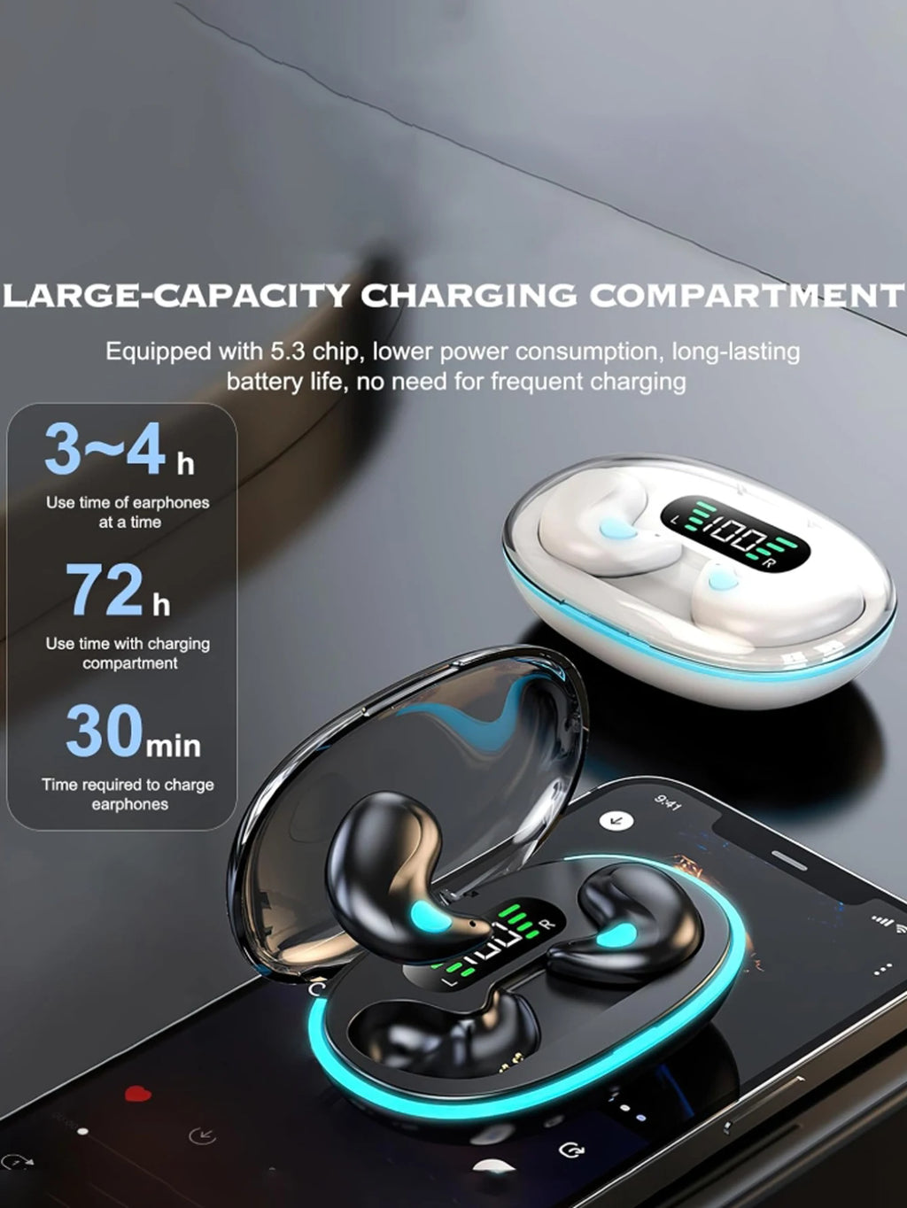 Sleep earphones, can be worn with side sleeping Bluetooth earbuds, high-definition call noise reduction, high fidelity stereo so